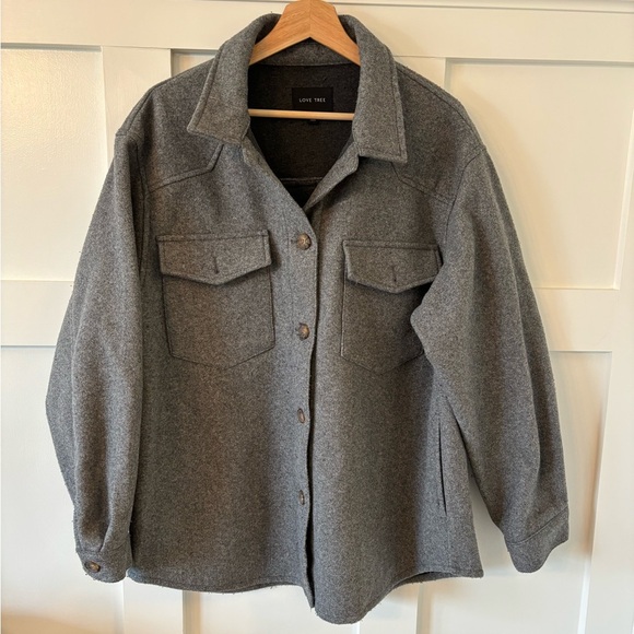 Love Tree Oversized Charcoal Gray Shacket size L Fall Winter Comfy Warm Cozy - Picture 3 of 8